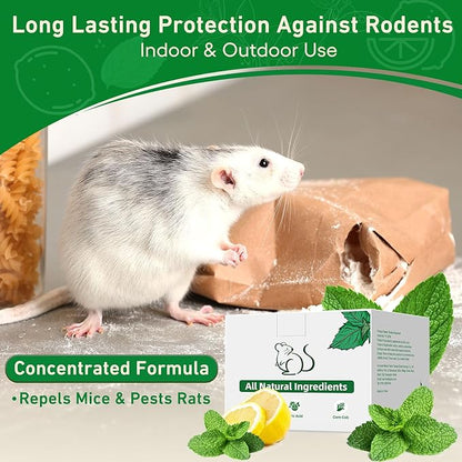 Mouse Rodent Repellent, 48 Pack Peppermint Oil for Mice, Mouse, Rats, Squirrel, Pest Control Indoor & Outdoor Use, Natural Deterrent Replace Trap Poisoning Family & Pet Safe Green