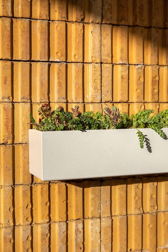 Veradek Forma Series Trough Hanging Planter - Rectangular Planter for Window Sill/Wall Decor | Made from Plastic-Stone Material | Modern Décor for Succulents, Indoor Small Plants