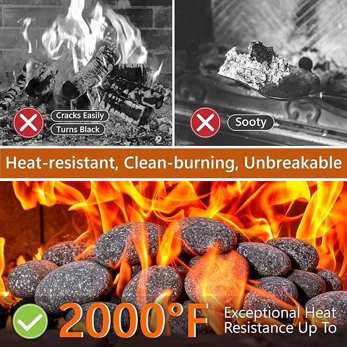 NUPICK 20lb Grey Tumbled Lava Rocks for Fire Pit, 1"-2" Volcanic Rock for Fireplace Indoor Outdoor, Lava Stone for Natural Gas & Propane Systems, Fire Glass Base Layer, Fire Bowls, Landscaping, Plants