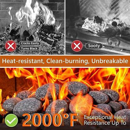 NUPICK 20lb Grey Tumbled Lava Rocks for Fire Pit, 1"-2" Volcanic Rock for Fireplace Indoor Outdoor, Lava Stone for Natural Gas & Propane Systems, Fire Glass Base Layer, Fire Bowls, Landscaping, Plants