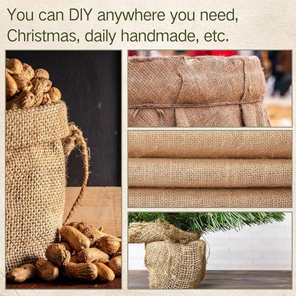 Tranqun 60" x150 Feet Burlap Cloth Fabric Roll Gardening Burlap Roll Long Tree Wrap Rolls Multipurpose Jute Fiber Material for Gardening Outdoor Trees Weddings Party Decor