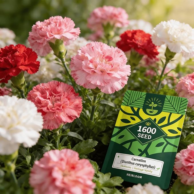 Carnation Seeds for Planting Outdoor Indoor, 1600 Dianthus Caryophyllus Seeds Annual Flowers, Fragrant Cut-Flower Mix
