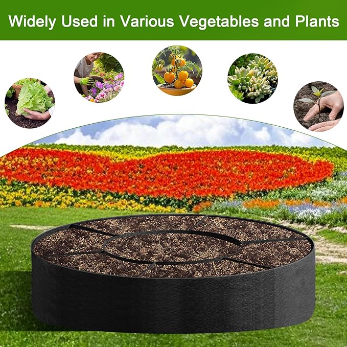 Fabric Raised Garden Bed, Plant Grow Bags, 3x3x1 Ft Large Round Raised Garden Bed for Growing Vegetables Potatoes Flowers Planting Container for Outdoor Gardening (5 Grid, 3.3 * 3.3 * 1 ft)