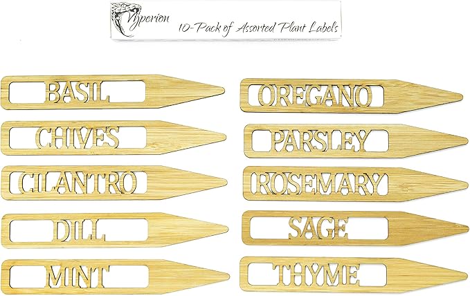 Bamboo Plant Labels | Laser Cut 6" x 1" Weatherproof Plant Markers, Outdoor Plant Markers, Herb Garden Signs