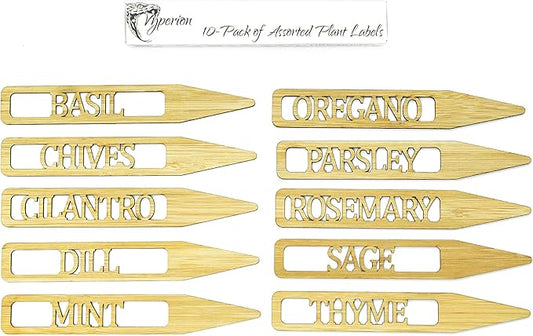 Bamboo Plant Labels | Laser Cut 6" x 1" Weatherproof Plant Markers, Outdoor Plant Markers, Herb Garden Signs
