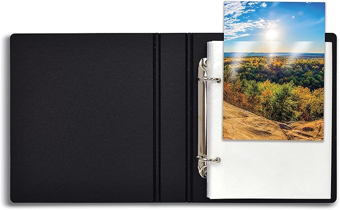 Better Office Products Photo Album for 4x6 Pictures, 2-Ring Mini Hard Cover Photo Binder, Holds 36 4x6 Photos with Clear Heavyweight Pocket Sleeves, (Black)