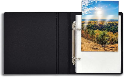 Better Office Products Photo Album for 4x6 Pictures, 2-Ring Mini Hard Cover Photo Binder, Holds 36 4x6 Photos with Clear Heavyweight Pocket Sleeves, (Black)
