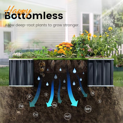 KING BIRD Galvanized Raised Garden Bed with 2 Installation Methods for DIY, 101" x 36" x 18" Heightened Planter Kit Box Outdoor for Deep-Rooted Vegetables, Flowers, Green