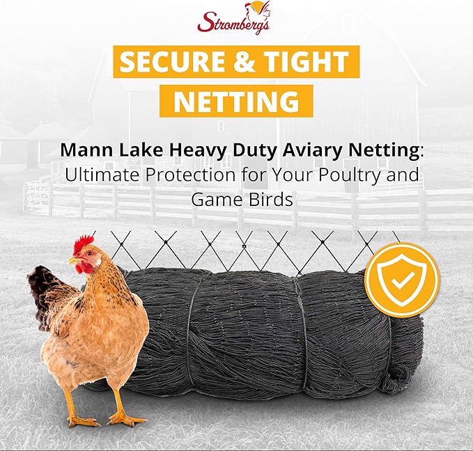 Stromberg’s 2” Mesh Heavy Duty Knotted Aviary Netting, UV Resistant Polyethylene Fiber for Game Birds, Pheasants & Poultry, 85 Lbs Break Strength Durable Against Weather and Predators, Size 50' x 100'