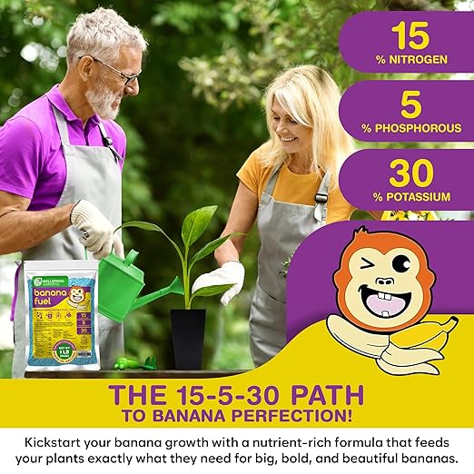 Wellspring Gardens Banana Fuel Fertilizer - Water-Soluble 15-5-30 Blend - Banana Plant Fertilizer - Plant Food - Formula for Banana Trees & Plants - Grow Healthy and Happy Plants (1 Pound)