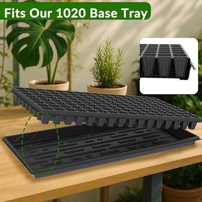 Gardzen 10 Pack 128 Cell Seed Starter Trays, 1.5" Deep Plug Tray for Seedlings, Durable Seedling Trays with Drainage Holes, Fit Standard 1020 Drip Tray