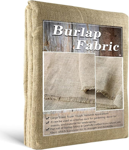 Burlap Fabric Roll, 40" x 15 Feet Burlap Garden Fabric Natural Jute for Decorations, Crafts, Weddings, Table Runner, Landscaping, Plants & Tree Covering