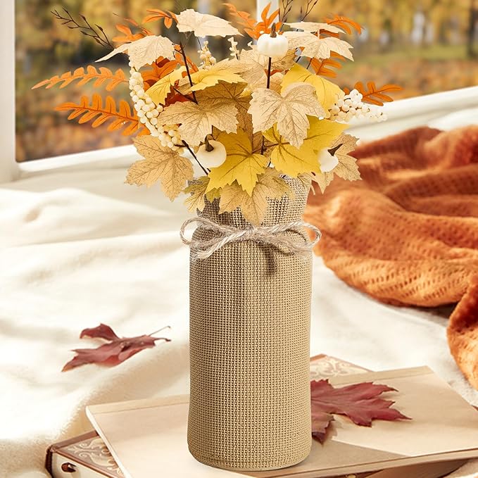Fall Decor Vase for Flowers Fall Centerpieces for Tables Vases Home Decor Vintage Flower Vase Dining Table Centerpiece Decor (Linen)