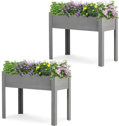 Raised Garden Bed with Legs, 40x20x31'', Solid Wood Elevated Planter Box for Outdoor Backyard Patio