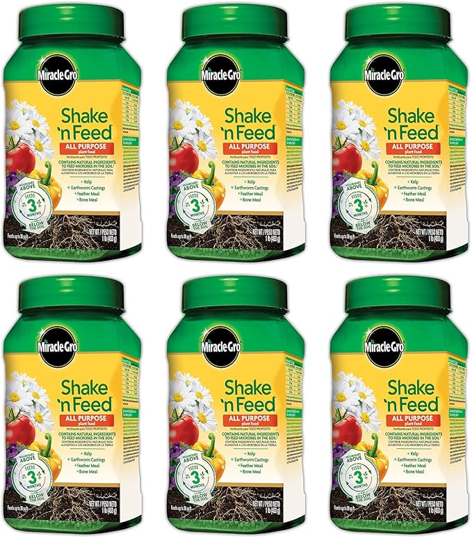 Miracle-Gro Shake 'N Feed All Purpose Plant Food, Plant Fertilizer, 1 lb. (6-Pack)