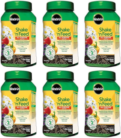 Miracle-Gro Shake 'N Feed All Purpose Plant Food, Plant Fertilizer, 1 lb. (6-Pack)