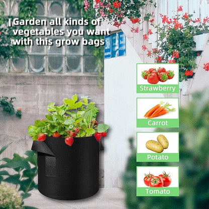 90-Pack 10 Gallon Garden Plant Aeration Fabric Pots with Handles Non-Woven Plant Bag Cloth Pots Garden Planting Bags to Grow Vegetable Flowers Potatoes (10 Gal)