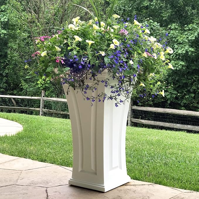 Mayne Inc Cambridge Tall Planter, White 16x16"