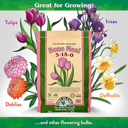 Down To Earth All Natural Fertilizers Organic Bone Meal - High Phosphorus Plant Food for Buds, Bulbs, Blooms, Flowers 3-15-0, 50 Lb