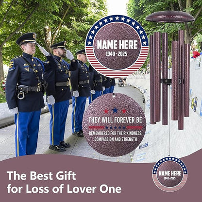 ASTARIN Personalized Wind Chimes for Memorial US Veteran, Deep Tone Wind Chimes for Loss of Loved One Brothers Sisters, Thank You Veteran Solider,Produced in USA