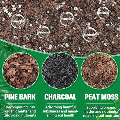 1.6QT Monstera Soil Potting Mix - Natural Organic Tropical Plant Soil for Improving Growth Rate, Sustainable Houseplants Growing Media for Indoor Bonsai Succulents Moisture Retention Drainage