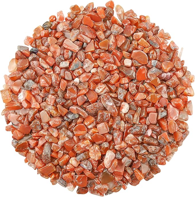 ZHIYUXI Carnelian 1lb Crystal Chips Bulk Fish Tank Decorations Aquarium Rocks Gravel Vase Filler Stones Crystals for Candle Making Witch Kit Gravel for Plants Quartz Sand Gemstone Terrarium Supplies
