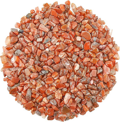 ZHIYUXI Carnelian 1lb Crystal Chips Bulk Fish Tank Decorations Aquarium Rocks Gravel Vase Filler Stones Crystals for Candle Making Witch Kit Gravel for Plants Quartz Sand Gemstone Terrarium Supplies