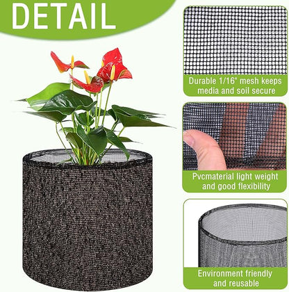 EBaokuup 4 Pcs Aquatic Pond Planting Bags-7.1" H x 7.2" Dia Reusable Mesh Water Garden Pond Plant Pot-Breathable Black Round Lily Plant Pots for Pond Bog Plant Garden Terrestrial Plant