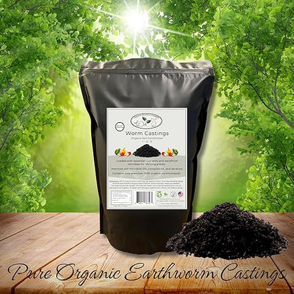 Worm Castings for Plants, 1 QT (1.5lbs). Organic Soil Rebuilder and Plant Fertilizer.