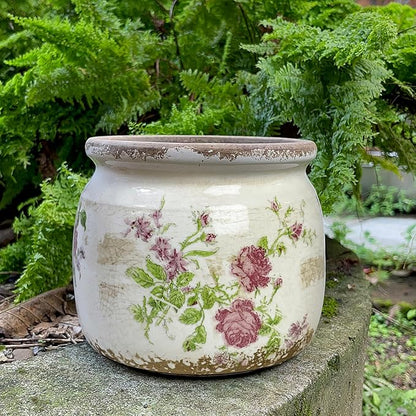 Flower Pot,Vintage Ceramic Pot for Planter with Drainage Holes, 6.29 inch Ice Crack Glazed Indoor Planters Pot for Indoor,Tuscan Home Decor,Gardening Gifts (Garden)