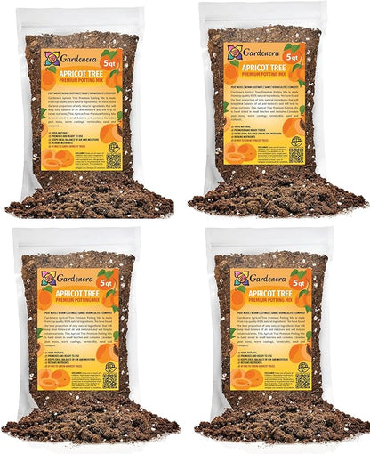 GARDENERA Premium Apricot Potting Soil Mix - Perfect Balance of Nutrients, Drainage, and Aeration for Thriving Apricot Trees - 20 QUARTS