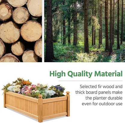 Yaheetech 46″ L × 23.5″ W × 16″ H Wooden Raised Garden Bed, Horticulture Wood Rectangular Garden Planter Outdoor, Raised Planter Box for Yard/Greenhouse/Vegetable/Flower/Herbs, Light Brown, 2pcs