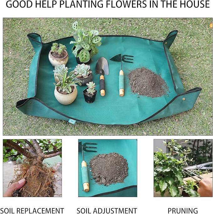 Plant Repotting Mat for Plants, Gardening Hand Tools for Gardeners, Oxford Cloth,29.5 x 29.5in(75x75cm)