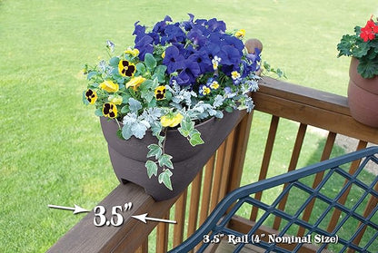 Emsco Group Bloomers Railing Planter with Drainage Holes- 24” W - Slate, Plastic