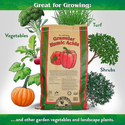Down To Earth All Natural Fertilizers Organic Granular Humic Acids - Soil Amendment Adds Carbon, Increases Nutrient Uptake, 50 lb