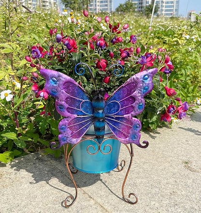coolboy Metal Animal Plant Pot,Succulent Flower Pot,Fun Metal Planter,Colorful Butterfly Flowerpot,Decorative Modern Indoor Planter Flower Pots or Outdoor Flower Pot Decoration