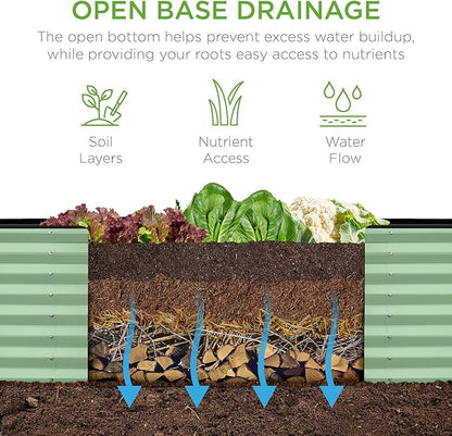 Best Choice Products 8x2x2ft Raised Outdoor Metal Garden Bed, Deep Root Box Planter for Vegetables, Flowers, Herbs, 240 Gallon Capacity, 100% Non Toxic Materials - Sage Green