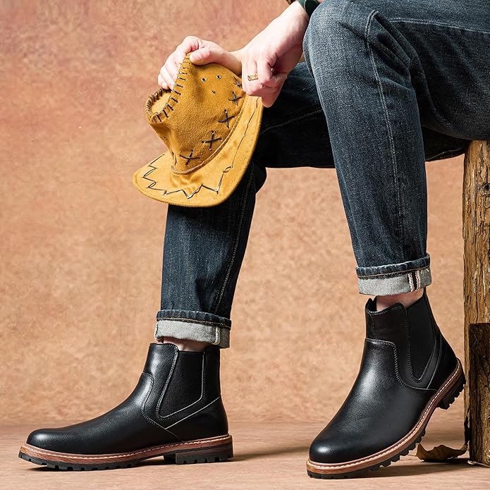 Jousen Chelsea Boots Casual Slip On Ankle Waterproof Mens Boots