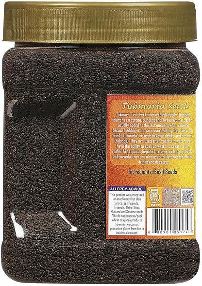 Rani Tukmaria (Natural Holy Basil Seeds) 1.38lbs (22oz) 624g PET Jar Used for Falooda / Sabja Dessert, Spice & Ayurveda Herbal ~ Gluten Friendly | NON-GMO | Kosher | Vegan | Indian Origin