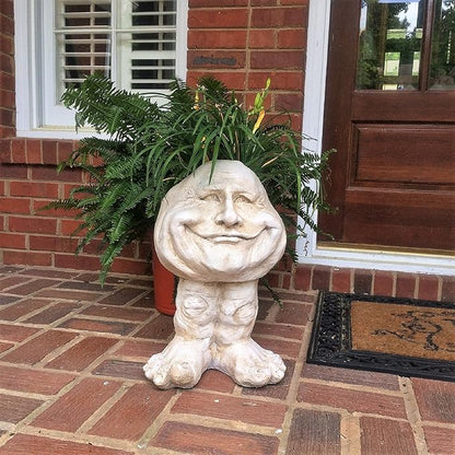 homestyles 18 in. Antique White Papa John The Muggly Statue Face Planter Holds a 7" Pot
