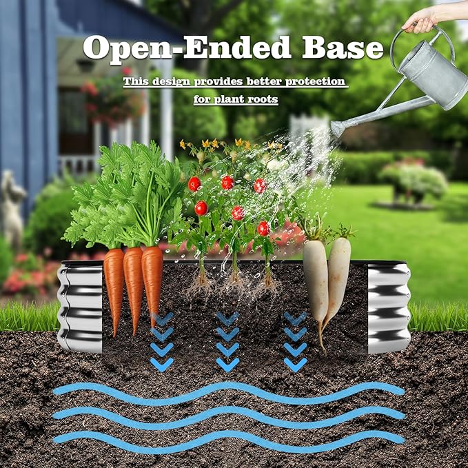Galvanized Metal Planter Raised Garden Bed Kit for Gardening Outdoor Garden Box Raised Flower Bed 2PC Metal 3X3X1FT