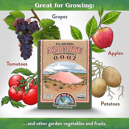 Down To Earth All Natural Fertilizers Organic Azomite Powder Trace Minerals - Essential Minerals for Improving Plant Growth 0-0-0.2, 5 lb