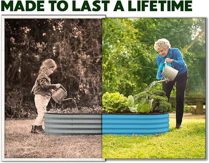 Plant & Plot Galvanized Raised Garden Beds Outdoor // 4×2×1 ft Planter Raised Beds for Gardening, Vegetables, Flowers (Teal) // Large Metal Garden Box