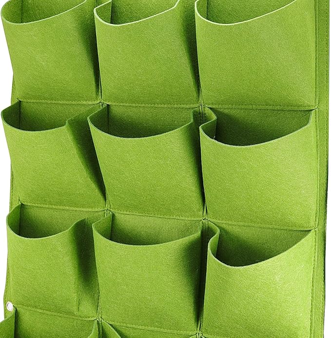 ZOENHOU 2 Pack Total 36 Roomy Pockets Green Vertical Garden Planter, Wall-Hanging Flower Pot Bags, Felt Wall Mount Balcony Planter Pouch for Herbs, Succulent, Flowers and Vegetables