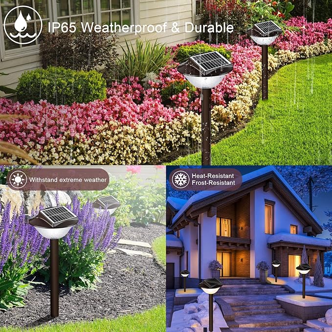 40LED Solar Pathway Lights Outdoor Waterproof 2in-1 Warm & Cold 4000k/7000k Solar Outdoor Lights IP65 Driveway Light, 12 Hours Long Lasting LED Garden Light for Yard Backyard -2 Pack