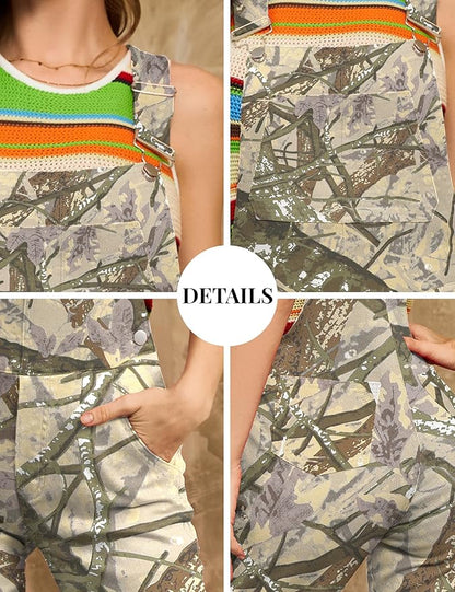 Camo Jumpsuit for Women Camouflage Bibs Overalls Work Utility Coveralls with Pockets