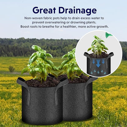 iPower 10 Pack 7 Gallon Grow Bags, Garden Planting Nonwoven Fabric Pots with Reinforced Handle, Heavy Duty and Aeration Planter Pot for Tomato, Fruits, Vegetables and Flowers