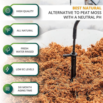 Coco Coir Bricks 5-Pack (650g Each) – Peat-Free Coconut Coir/Peat, Low EC & pH Balanced, High Expansion Seed Starter for Potting Mix, Hydroponics, Mushroom Substrate & Reptile Bedding