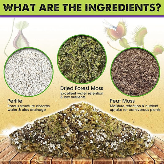 DUSPRO Carnivorous Plant Soil Mix 3QT-Include Forest Moss, Peat Moss, Perlite Potting Mix for Carnivorous Plants, Carnivorous Plants, Pitcher Plant, Butterworts, Sundews - Carnivorous Plant