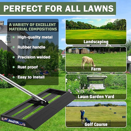Lawn Leveling Rake 45x10 inch, Lawn Leveler Tool with Stainless Steel, 80" Extended Handle,Golf Course, and Farm,Heavy-Duty for Garden (Updated)